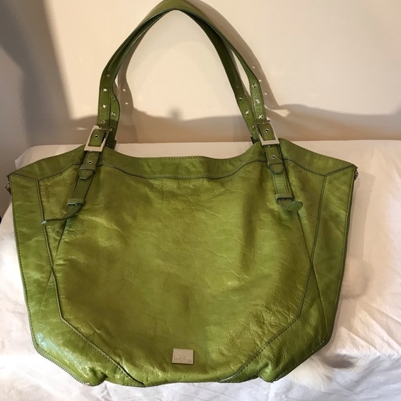 Kooba "Blake Tote" Hobo Bag in Lime Green Leather XL Large - Picture 6 of 8